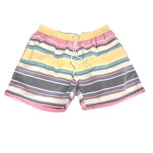 Faconnable Men's XL Yellow Lined Swim Trunks - Excellent!